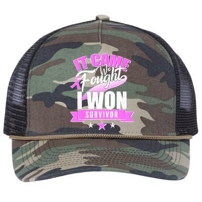 Breast Cancer Survivor It Came We Fought I Won Retro Rope Trucker Hat Cap