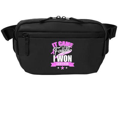 Breast Cancer Survivor It Came We Fought I Won Crossbody Pack