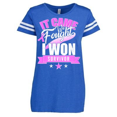 Breast Cancer Survivor It Came We Fought I Won Enza Ladies Jersey Football T-Shirt