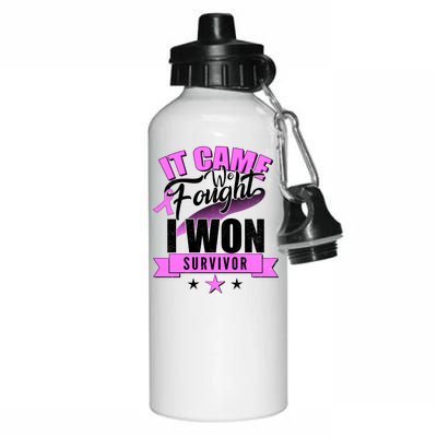 Breast Cancer Survivor It Came We Fought I Won Aluminum Water Bottle