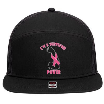 Breast Cancer Survivor Power 7 Panel Mesh Trucker Snapback Hat