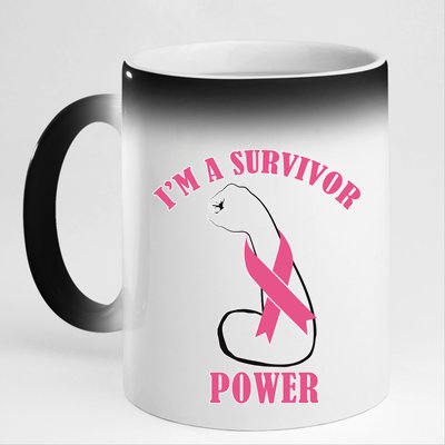 Breast Cancer Survivor Power 11oz Black Color Changing Mug