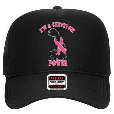 Breast Cancer Survivor Power High Crown Mesh Back Trucker Hat