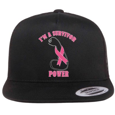 Breast Cancer Survivor Power Flat Bill Trucker Hat