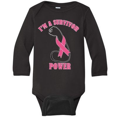 Breast Cancer Survivor Power Baby Long Sleeve Bodysuit