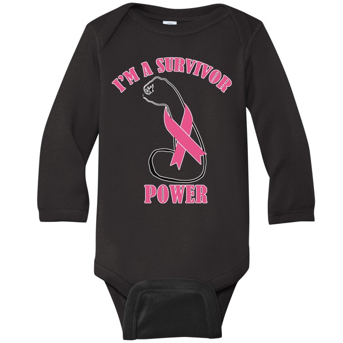 Breast Cancer Survivor Power Baby Long Sleeve Bodysuit