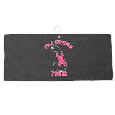 Breast Cancer Survivor Power Large Microfiber Waffle Golf Towel