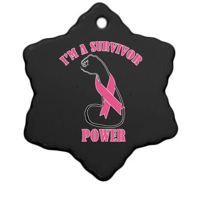 Breast Cancer Survivor Power Ceramic Star Ornament