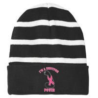 Breast Cancer Survivor Power Striped Beanie with Solid Band