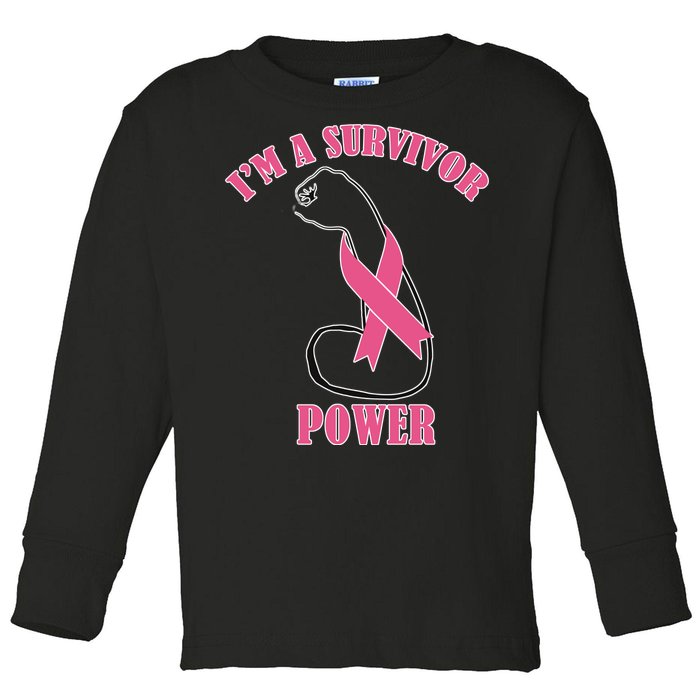 Breast Cancer Survivor Power Toddler Long Sleeve Shirt