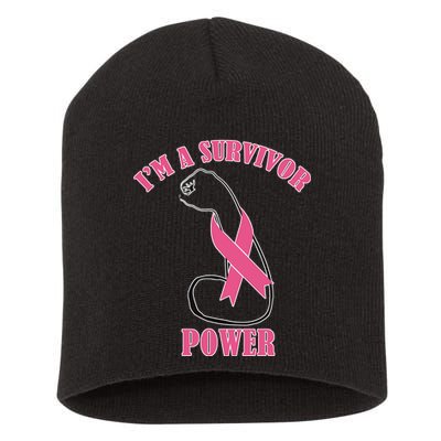 Breast Cancer Survivor Power Short Acrylic Beanie