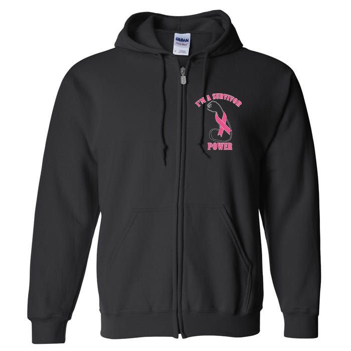 Breast Cancer Survivor Power Full Zip Hoodie