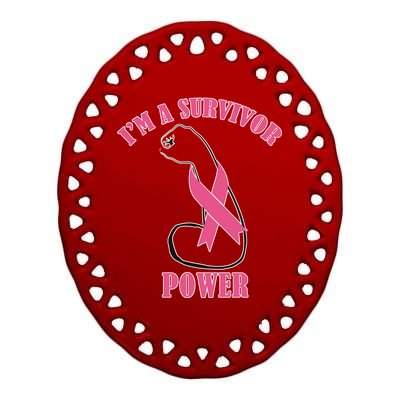 Breast Cancer Survivor Power Ceramic Oval Ornament