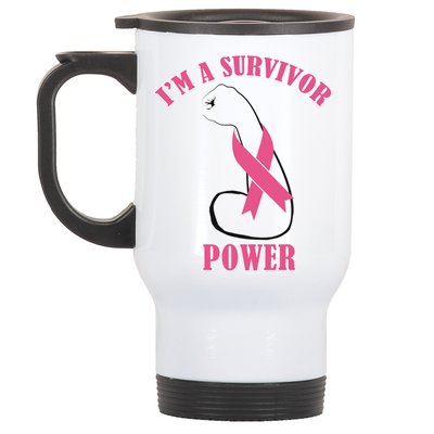 Breast Cancer Survivor Power Stainless Steel Travel Mug