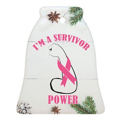 Breast Cancer Survivor Power Ceramic Bell Ornament