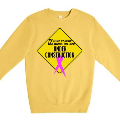 Breast Cancer Under Construction Sign Premium Crewneck Sweatshirt