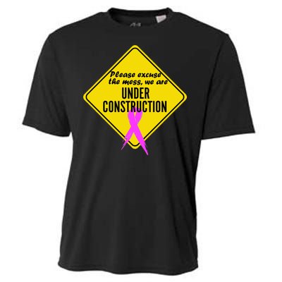 Breast Cancer Under Construction Sign Cooling Performance Crew T-Shirt