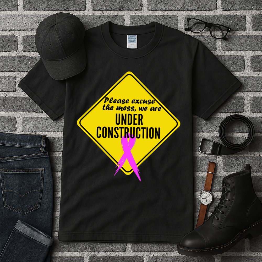 Breast Cancer Under Construction Sign Tall T-Shirt