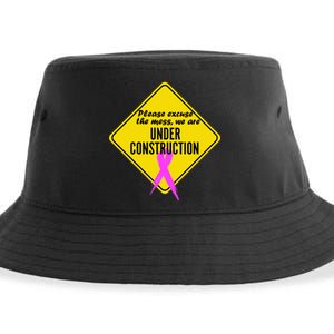 Breast Cancer Under Construction Sign Sustainable Bucket Hat