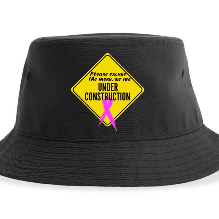 Breast Cancer Under Construction Sign Sustainable Bucket Hat