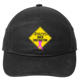 Breast Cancer Under Construction Sign 7-Panel Snapback Hat