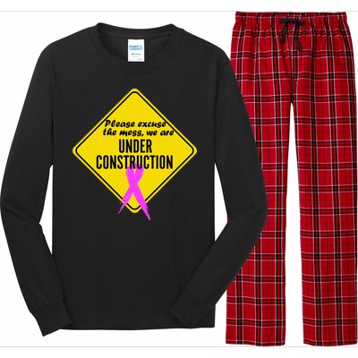 Breast Cancer Under Construction Sign Long Sleeve Pajama Set