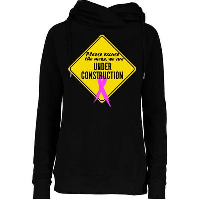 Breast Cancer Under Construction Sign Womens Funnel Neck Pullover Hood