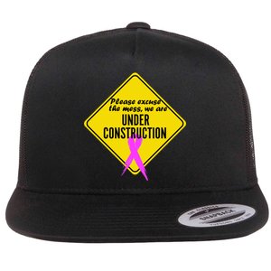 Breast Cancer Under Construction Sign Flat Bill Trucker Hat