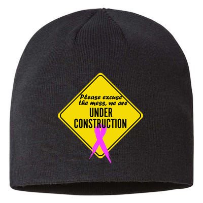 Breast Cancer Under Construction Sign Sustainable Beanie