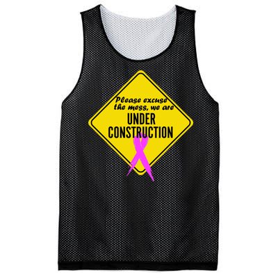 Breast Cancer Under Construction Sign Mesh Reversible Basketball Jersey Tank