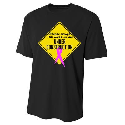 Breast Cancer Under Construction Sign Performance Sprint T-Shirt