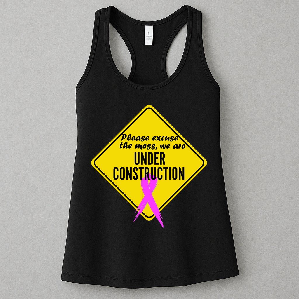 Breast Cancer Under Construction Sign Womens Tank Top