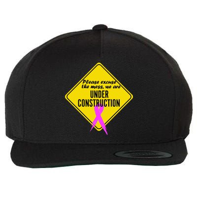 Breast Cancer Under Construction Sign Wool Snapback Cap