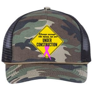 Breast Cancer Under Construction Sign Retro Rope Trucker Hat Cap