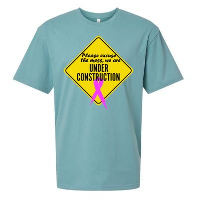 Breast Cancer Under Construction Sign Sueded Cloud Jersey T-Shirt