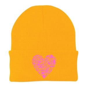 Breast Cancer Unity Heart Mash Up Knit Cap Winter Beanie