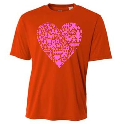 Breast Cancer Unity Heart Mash Up Cooling Performance Crew T-Shirt