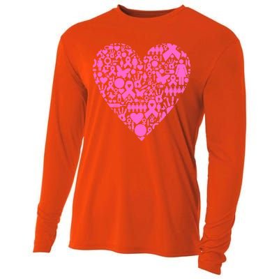 Breast Cancer Unity Heart Mash Up Cooling Performance Long Sleeve Crew