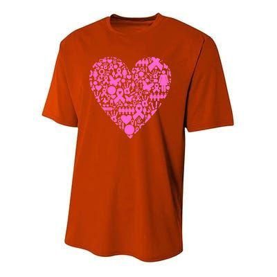 Breast Cancer Unity Heart Mash Up Youth Performance Sprint T-Shirt