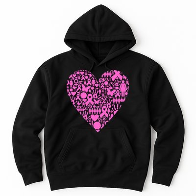 Breast Cancer Unity Heart Mash Up Hoodie