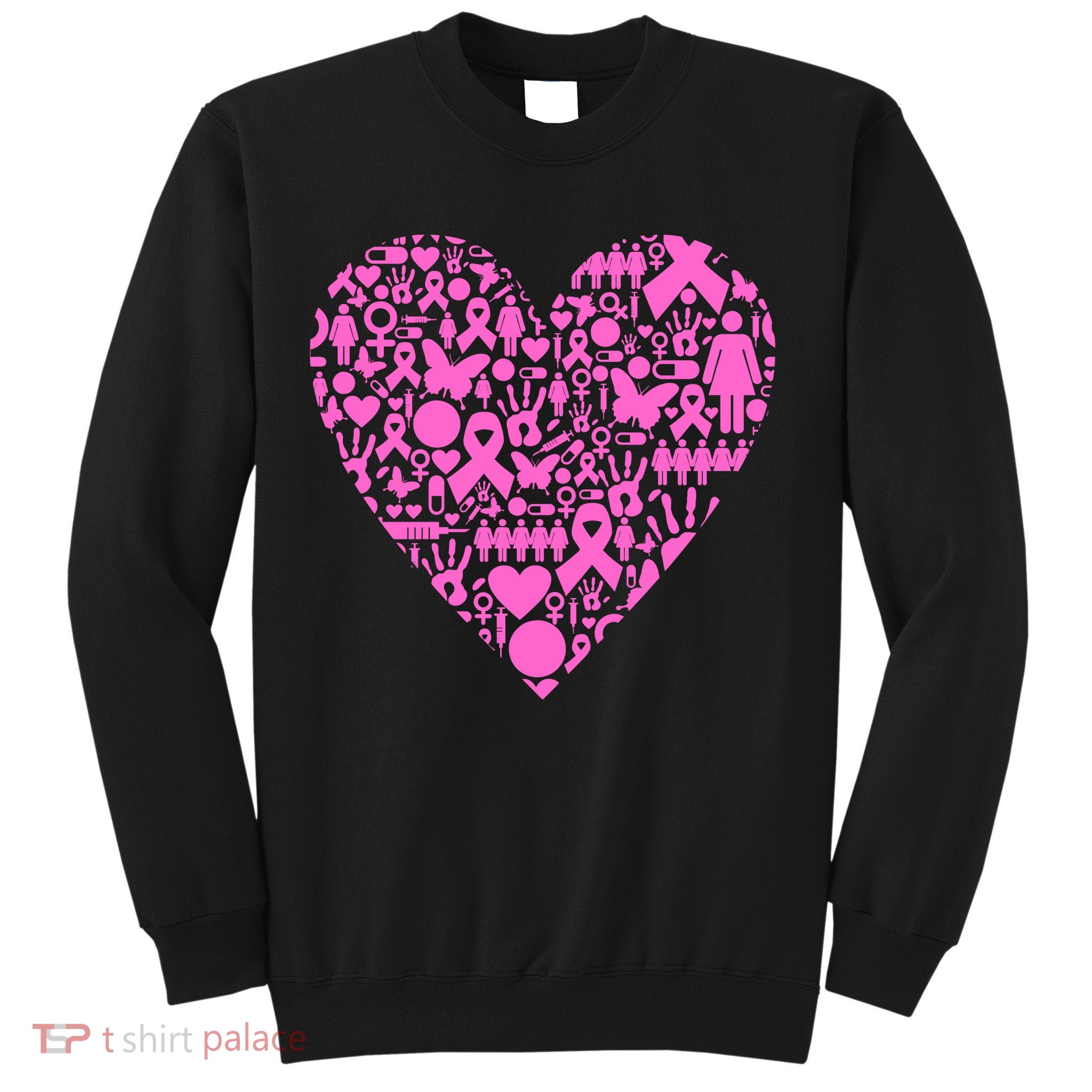 Breast Cancer Unity Heart Mash Up Sweatshirt