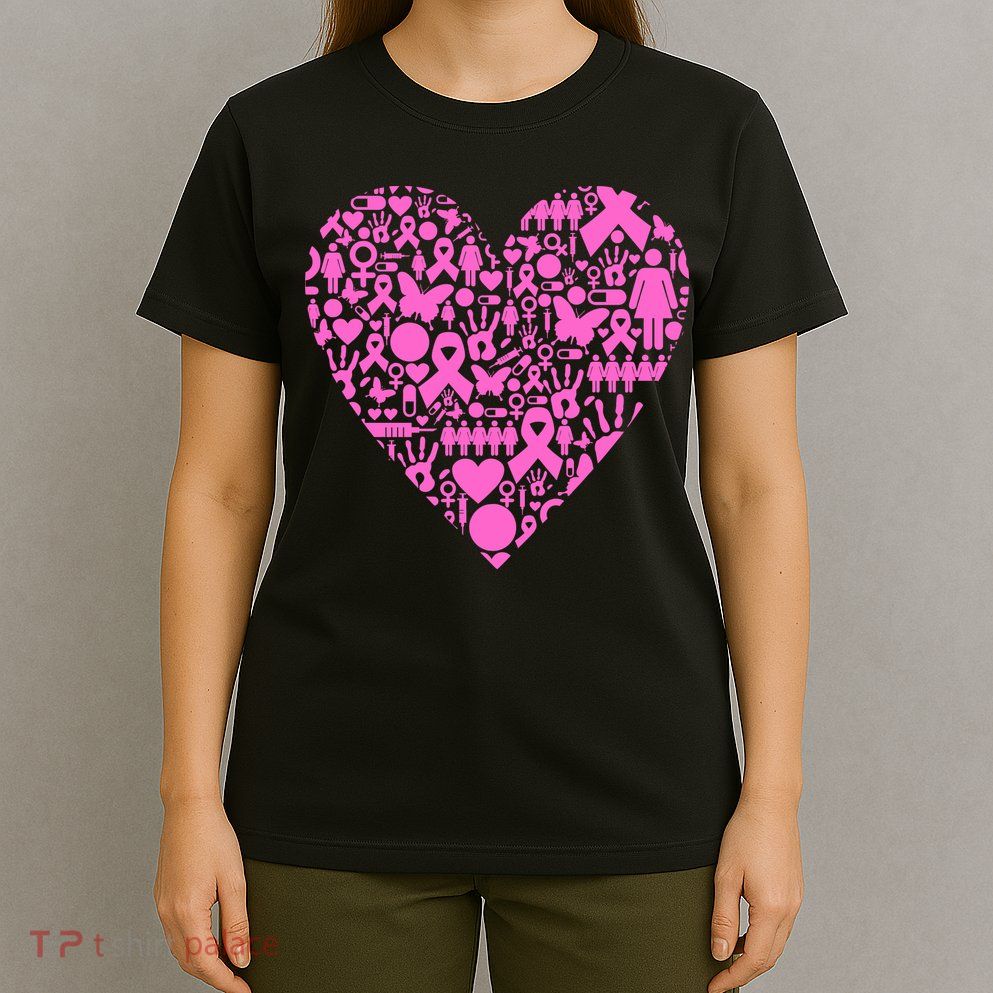 Breast Cancer Unity Heart Mash Up T-Shirt