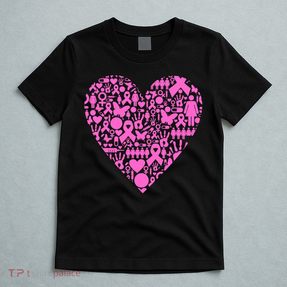 Breast Cancer Unity Heart Mash Up T-Shirt