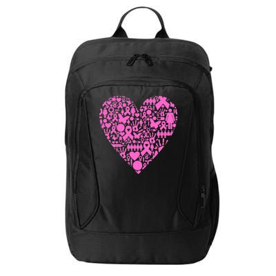 Breast Cancer Unity Heart Mash Up City Backpack