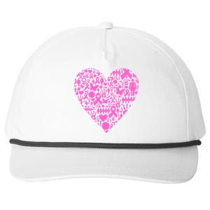 Breast Cancer Unity Heart Mash Up Snapback Five-Panel Rope Hat