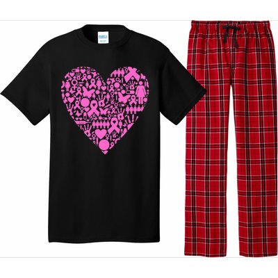 Breast Cancer Unity Heart Mash Up Pajama Set