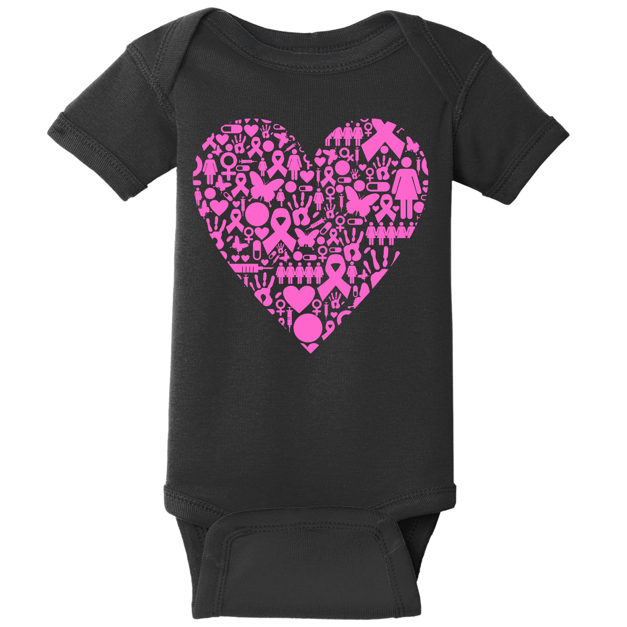 Breast Cancer Unity Heart Mash Up Baby Bodysuit