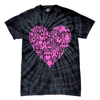 Breast Cancer Unity Heart Mash Up Tie-Dye T-Shirt
