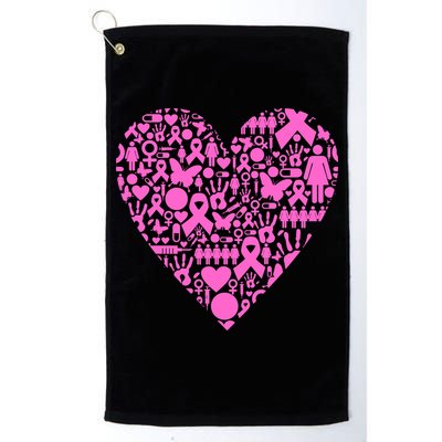 Breast Cancer Unity Heart Mash Up Golf Towel