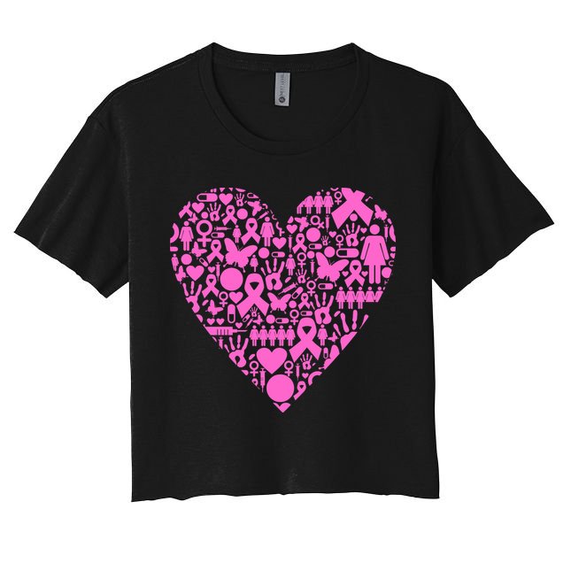 Breast Cancer Unity Heart Mash Up Crop Top
